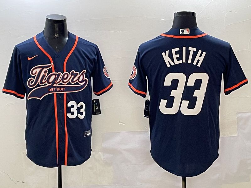 Men Detroit Tigers 33 Keith Blue Jointly Name 2025 Nike MLB Jersey style 2